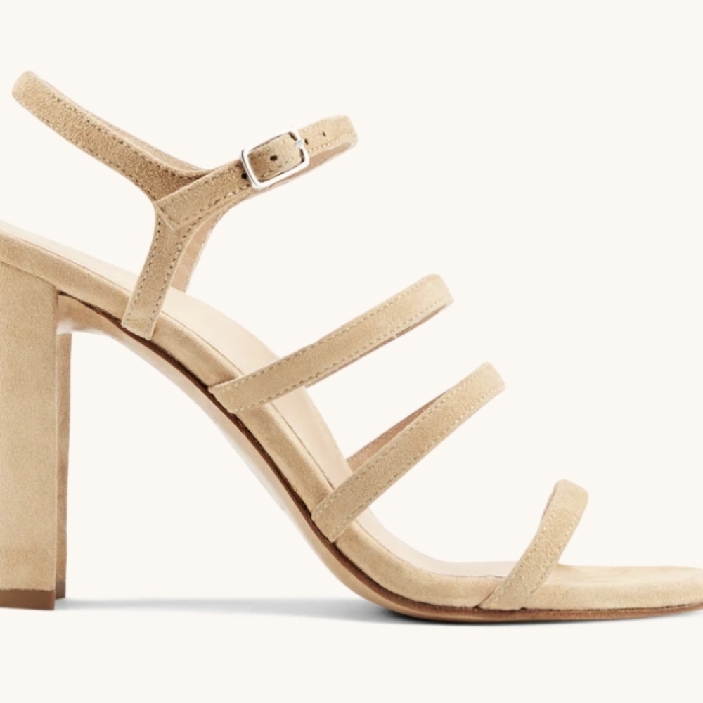 Nude Tan Strappy Block Heel Sandals No Box - Picture 2 of 6
